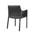 Black saddle leather Cab dining chairs